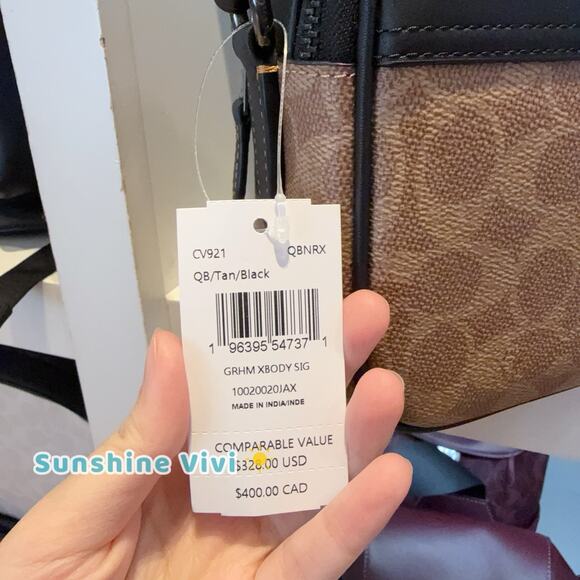 NWT Coach CV921 Men's Graham Crossbody Signature Canvas & Leather QB/Tan/Black - Picture 6 of 6